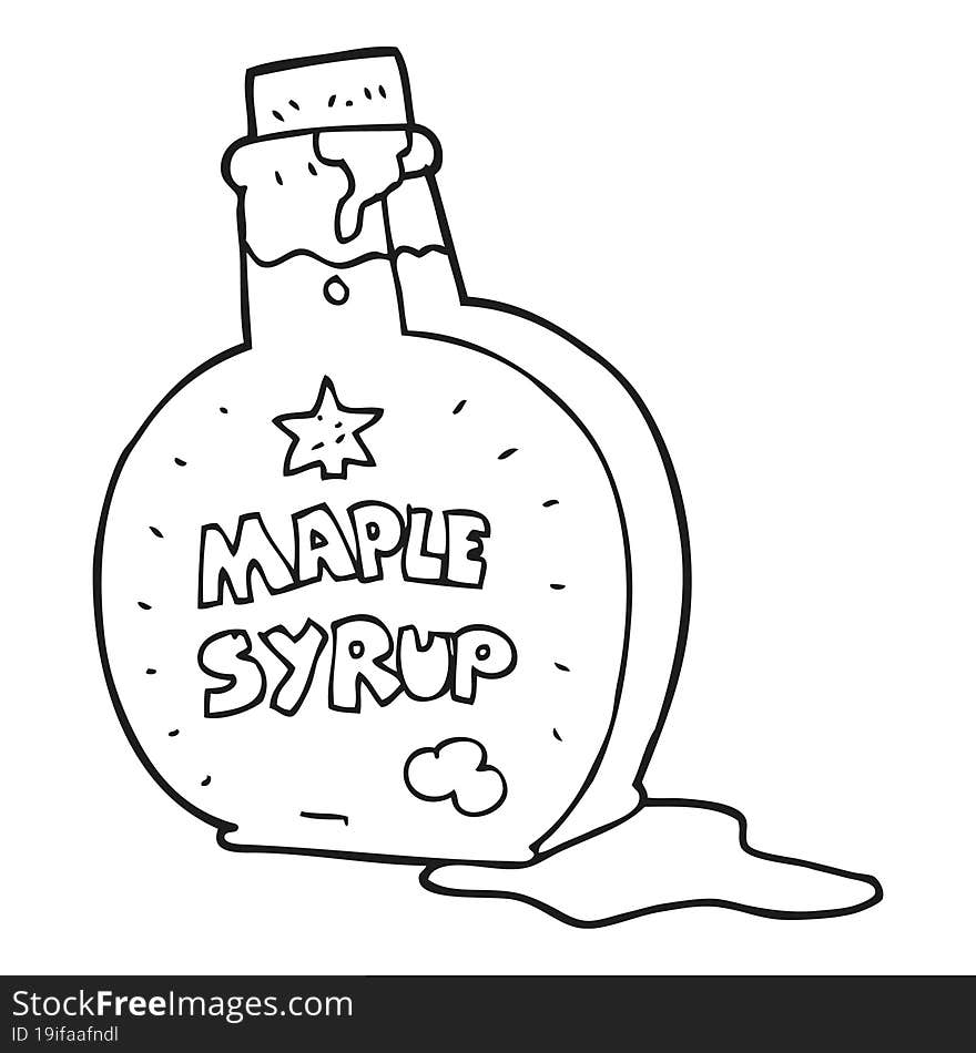 Black And White Cartoon Maple Syrup Bottle