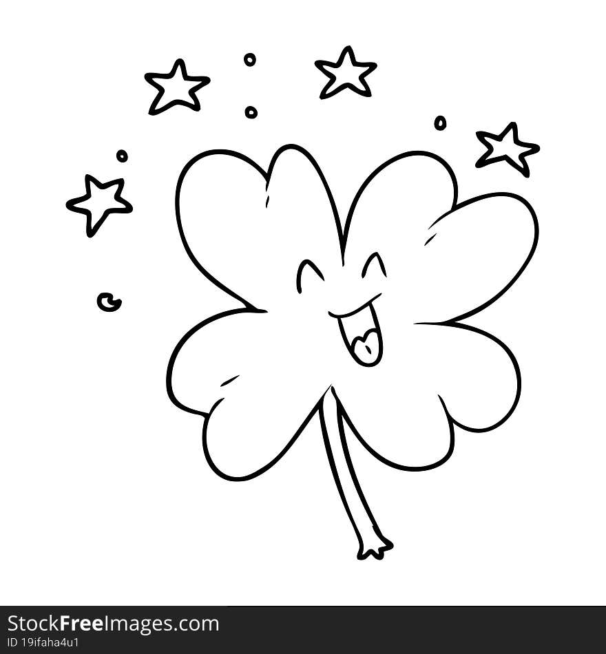 happy cartoon four leaf clover. happy cartoon four leaf clover