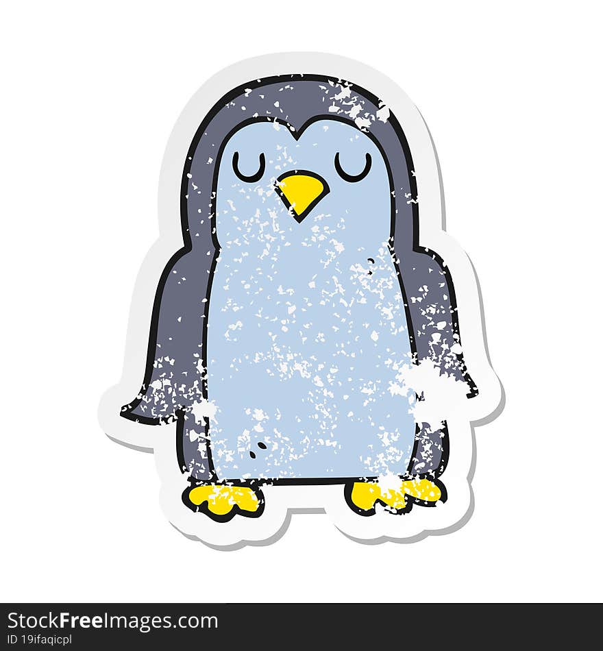 retro distressed sticker of a cartoon penguin