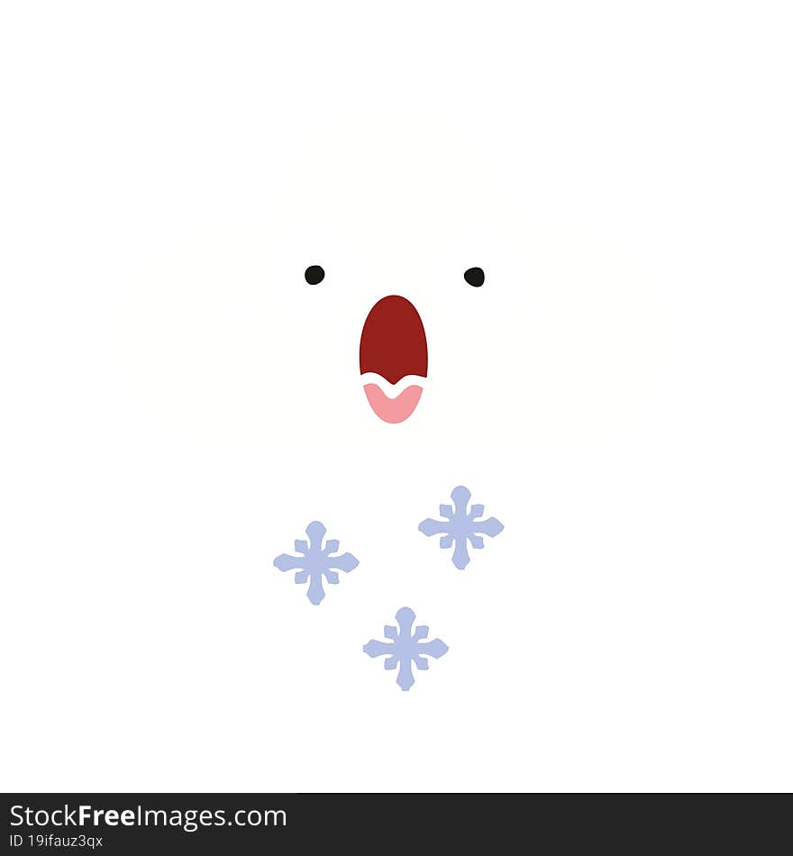 Flat Color Retro Cartoon Snow Cloud