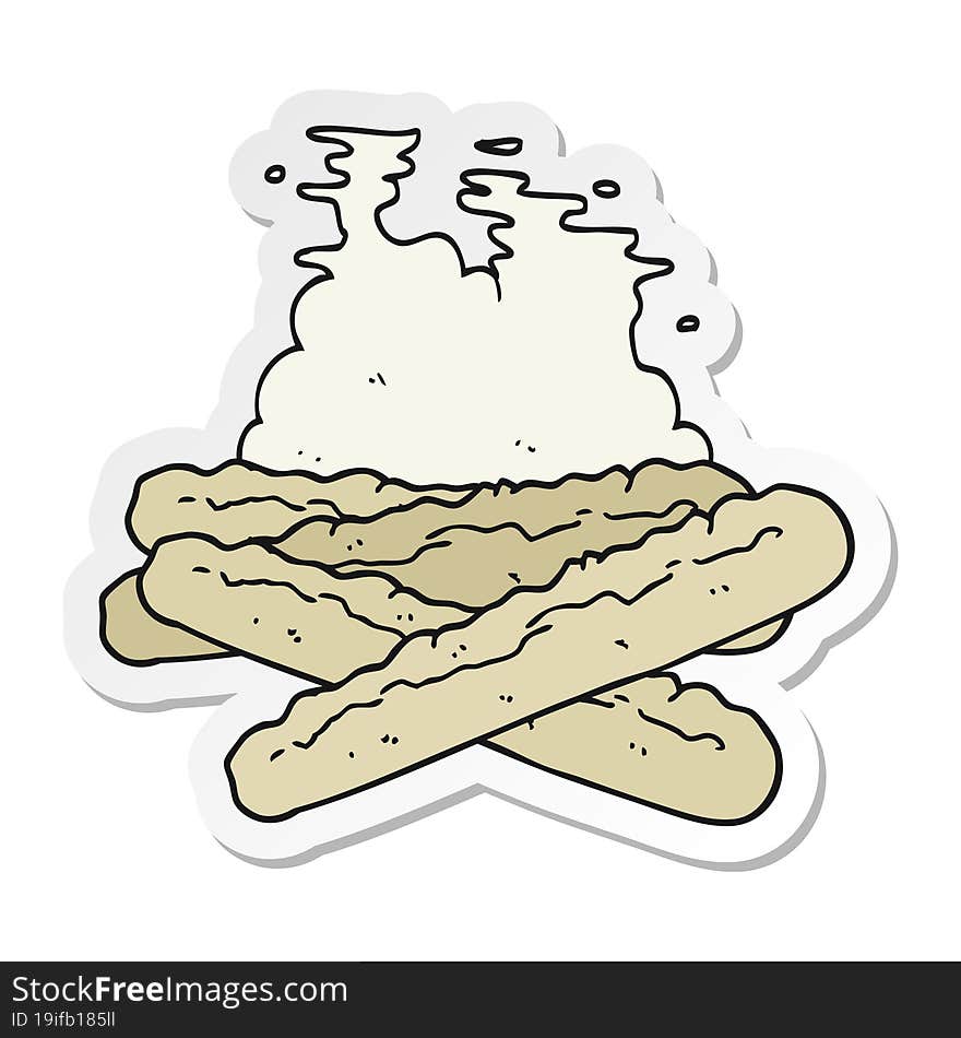 sticker of a cartoon baguettes