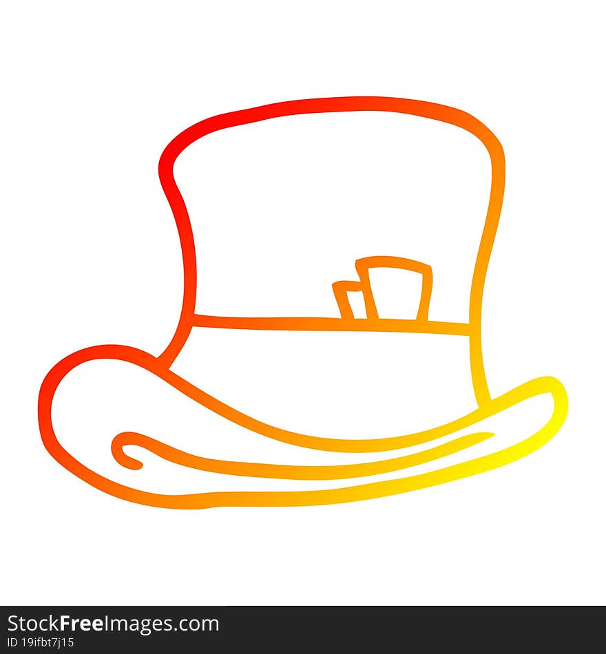 warm gradient line drawing cartoon top hat