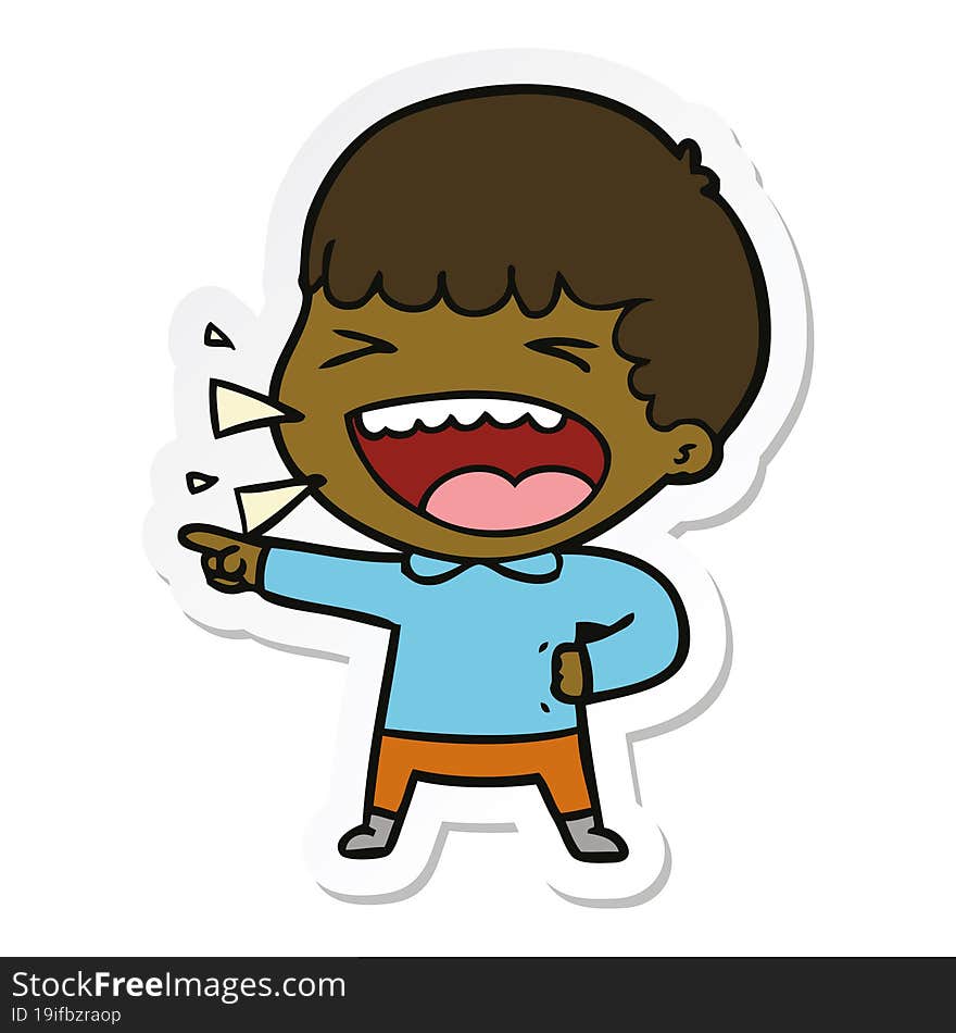 Sticker Of A Cartoon Laughing Man