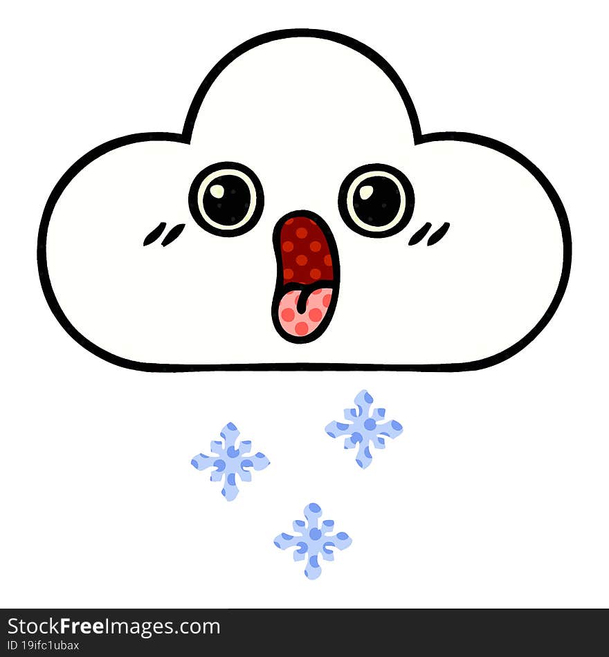 Comic Book Style Cartoon Snow Cloud