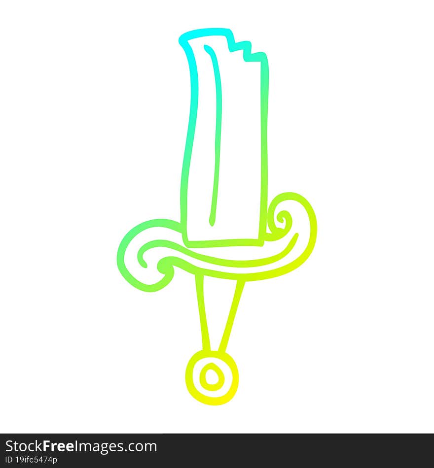 cold gradient line drawing of a cartoon jeweled sword