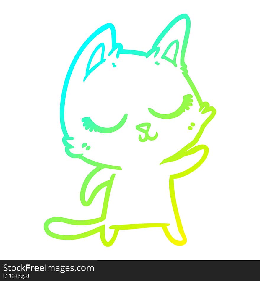 cold gradient line drawing calm cartoon cat