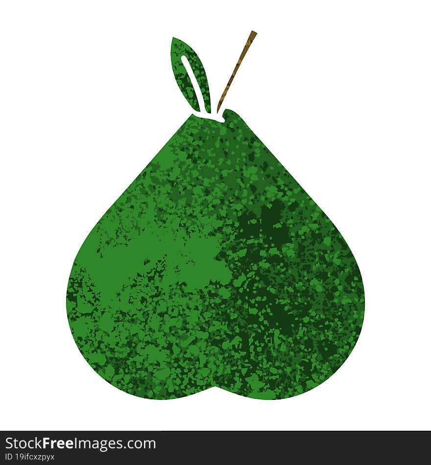 retro illustration style cartoon pear