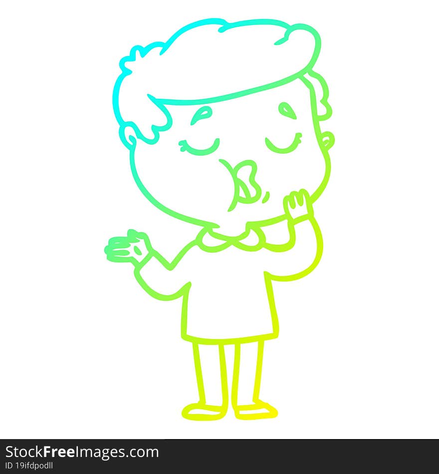 cold gradient line drawing of a cartoon man talking