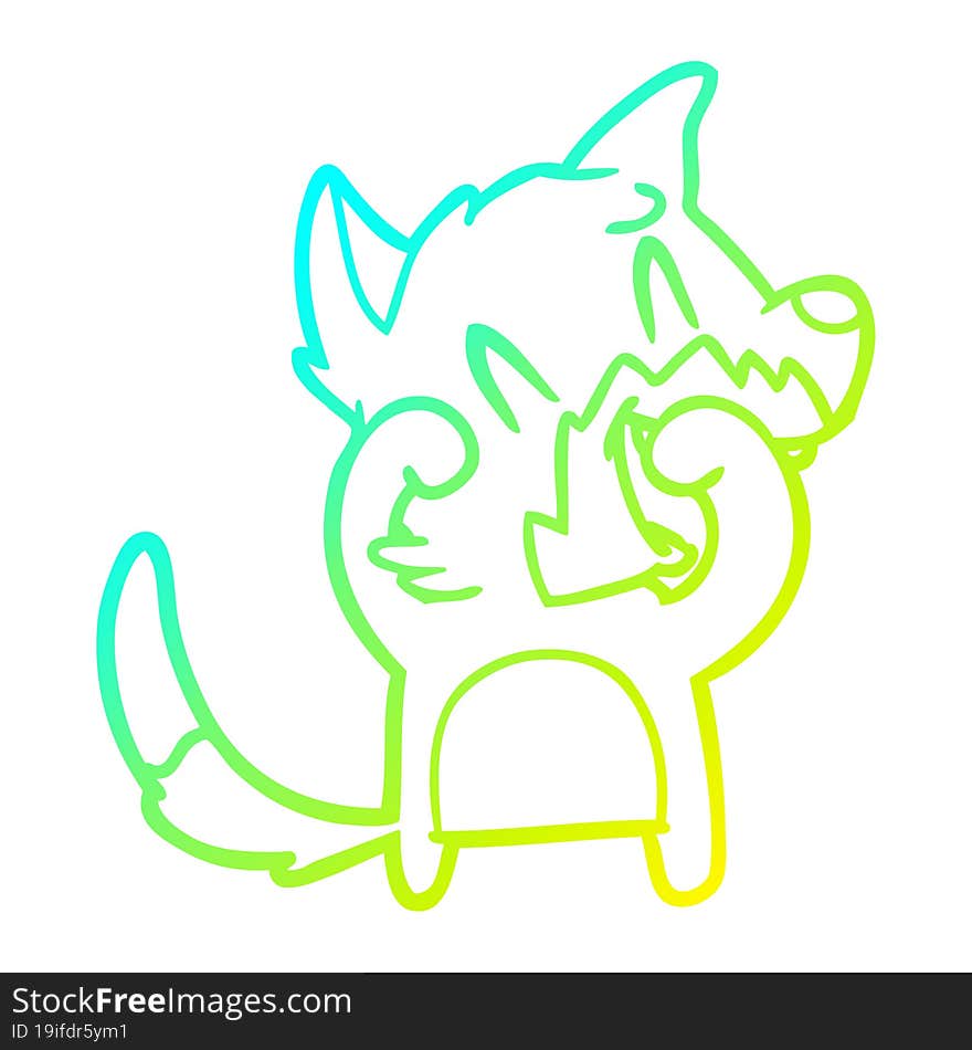 cold gradient line drawing laughing fox cartoon