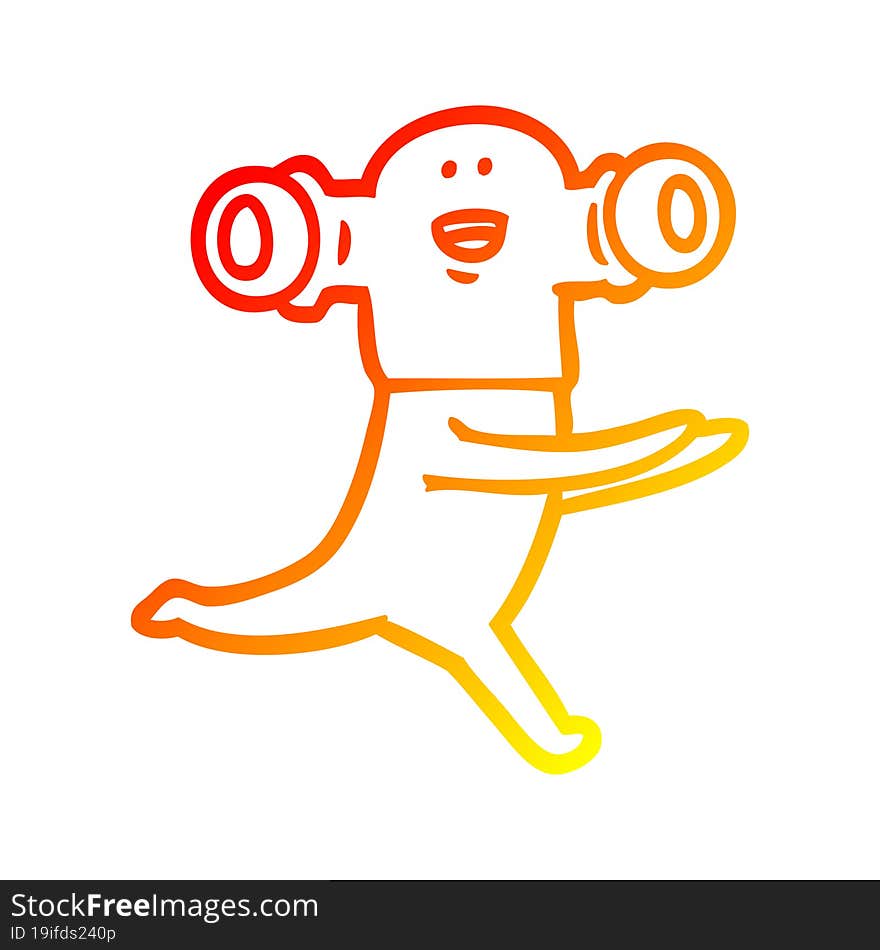 warm gradient line drawing friendly cartoon alien running