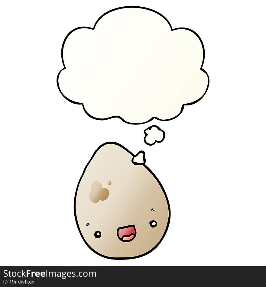 cartoon egg with thought bubble in smooth gradient style