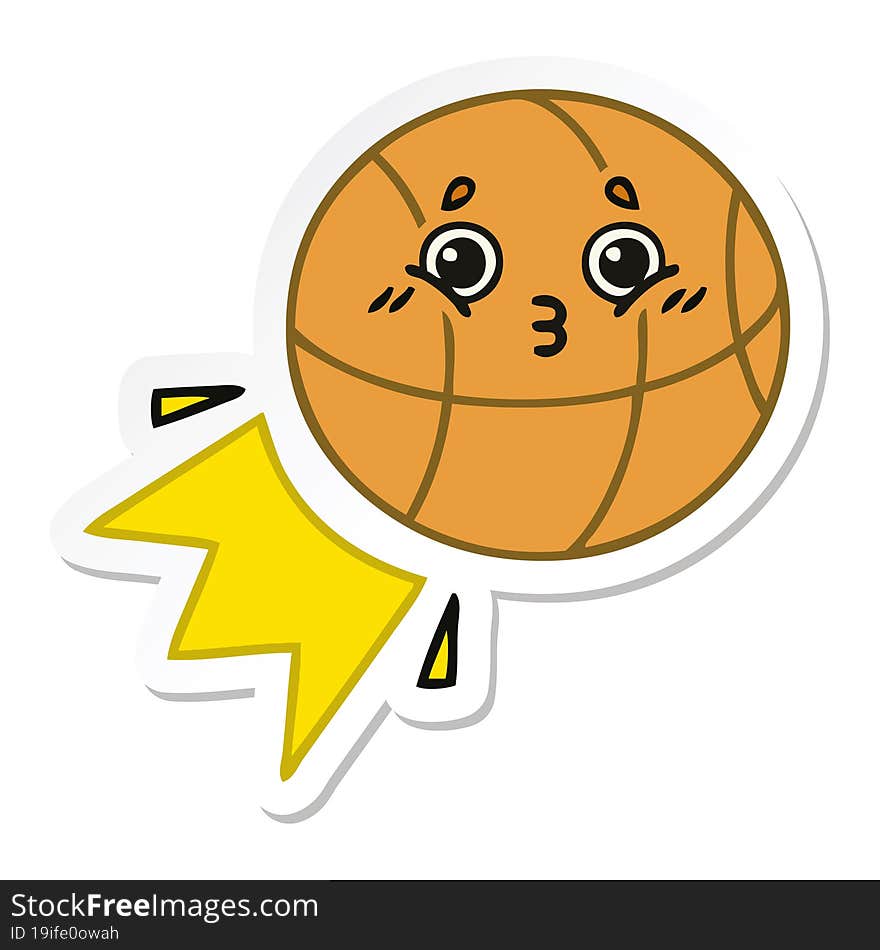 sticker of a cute cartoon basketball