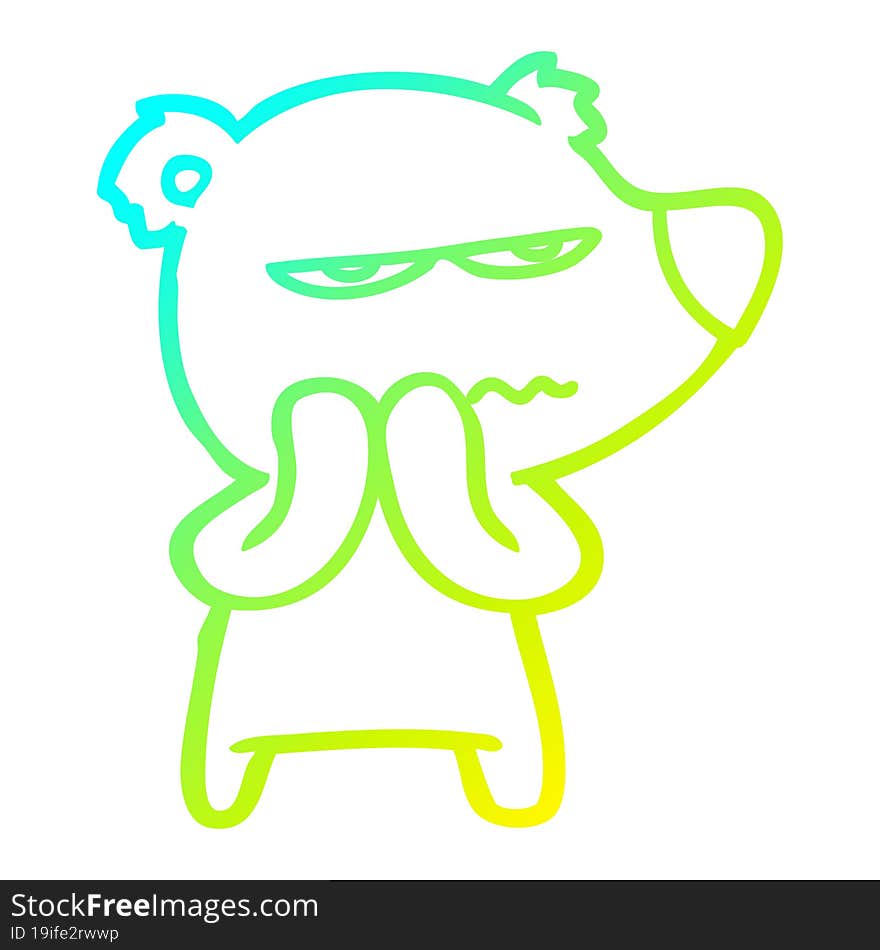 cold gradient line drawing of a angry bear cartoon