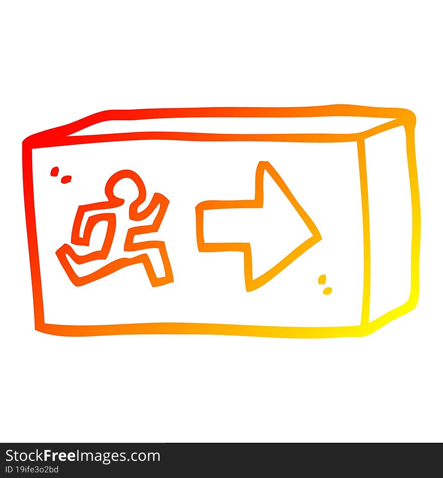 warm gradient line drawing cartoon exit sign