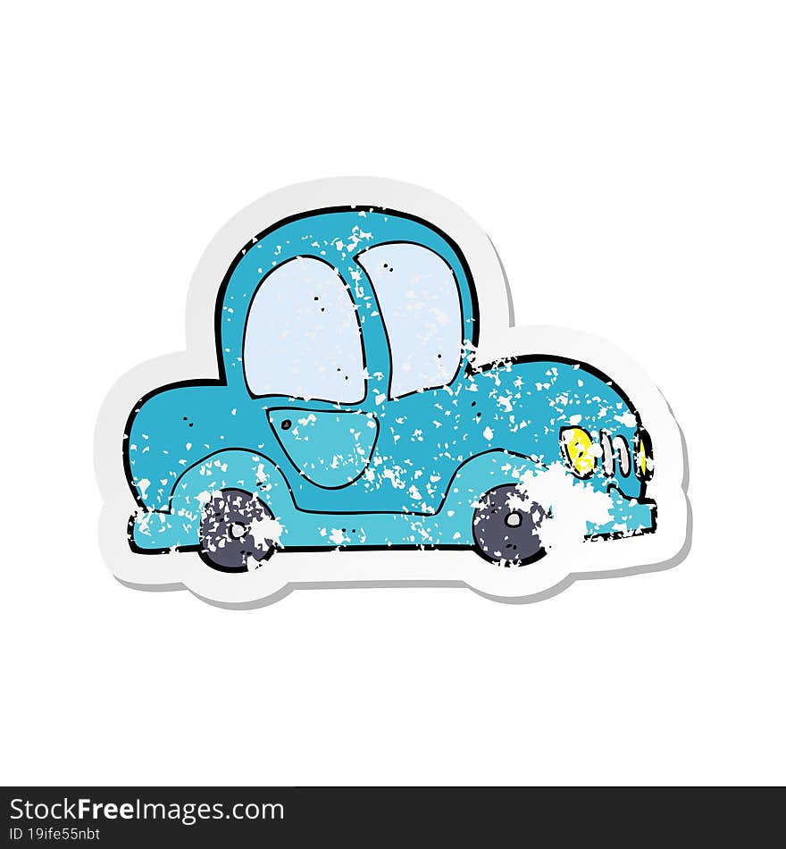 retro distressed sticker of a cartoon car