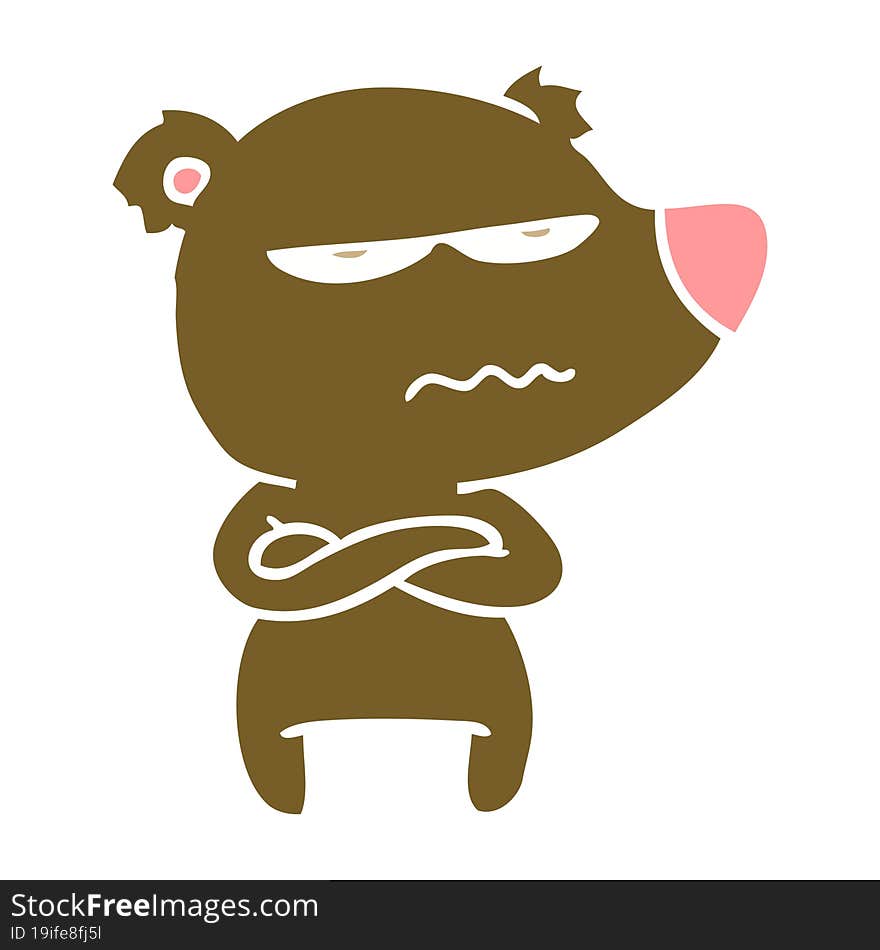 annoyed bear flat color style cartoon