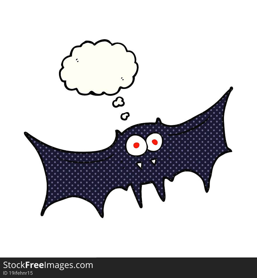 freehand drawn thought bubble cartoon vampire bat