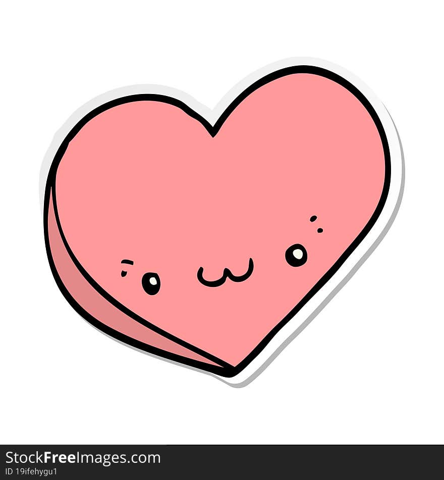 distressed sticker of a cartoon love heart with face