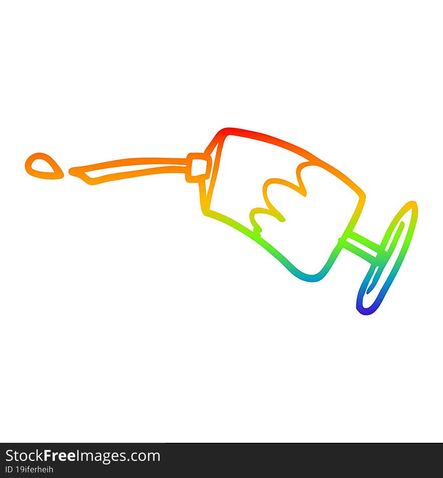 rainbow gradient line drawing of a cartoon vaccine injection