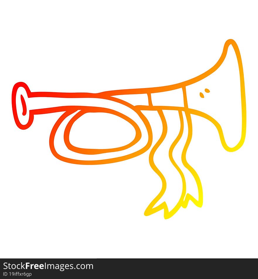 warm gradient line drawing cartoon brass horn