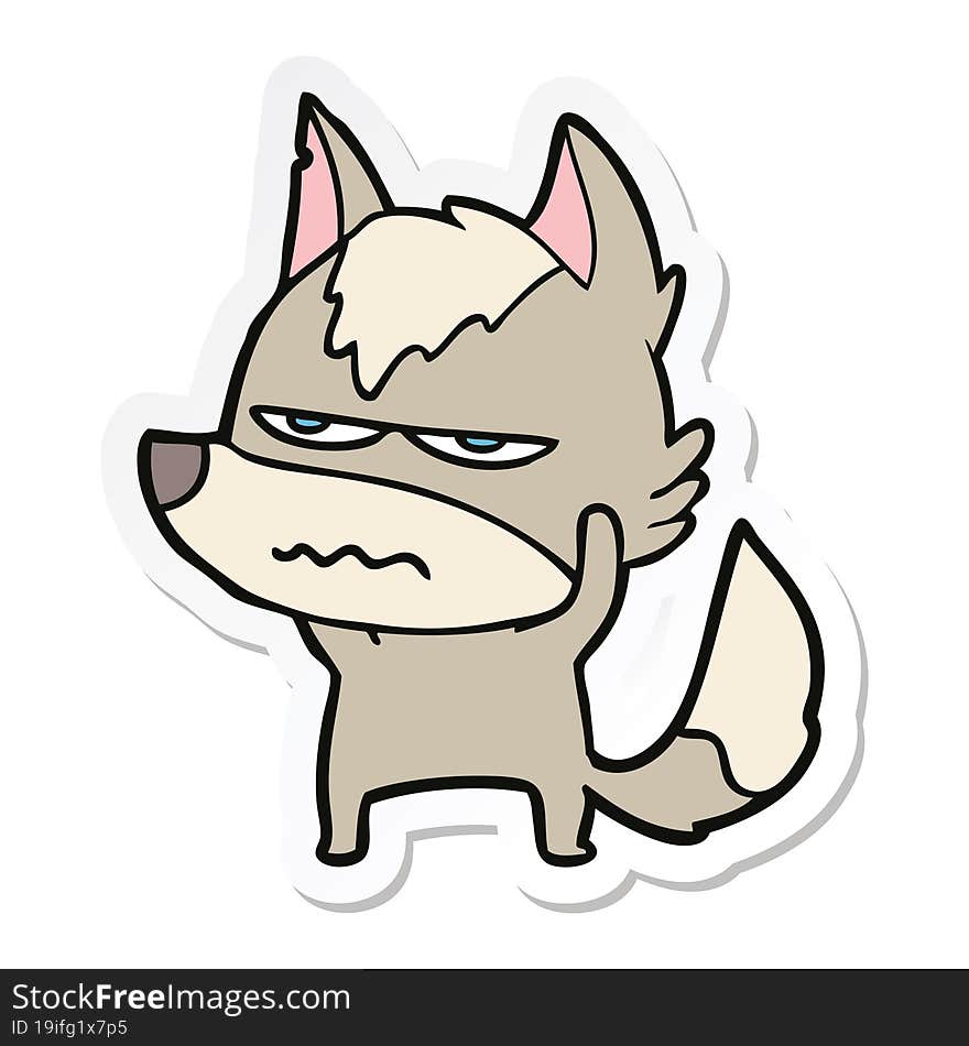 sticker of a cartoon annoyed wolf