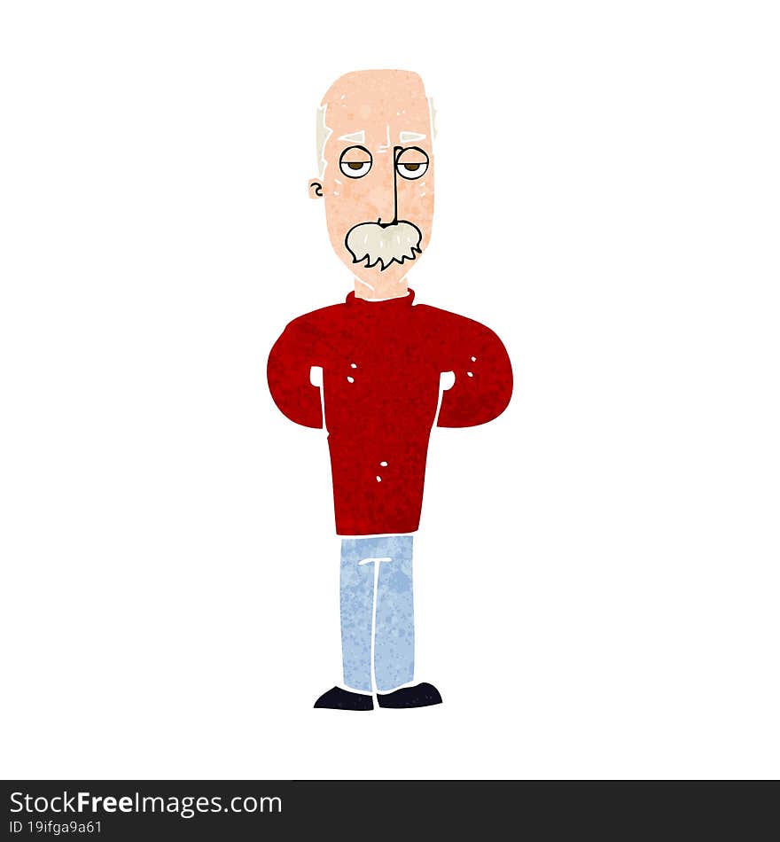 cartoon annoyed balding man