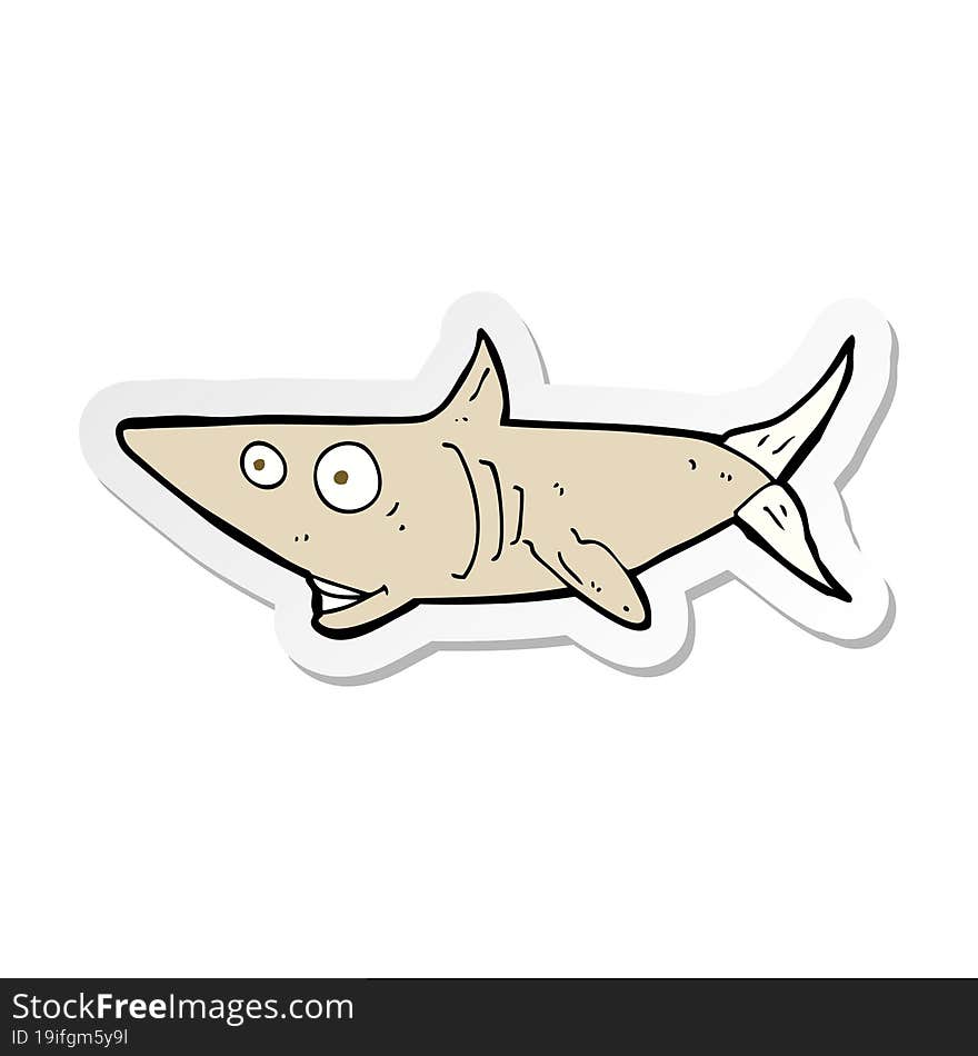 sticker of a cartoon happy shark