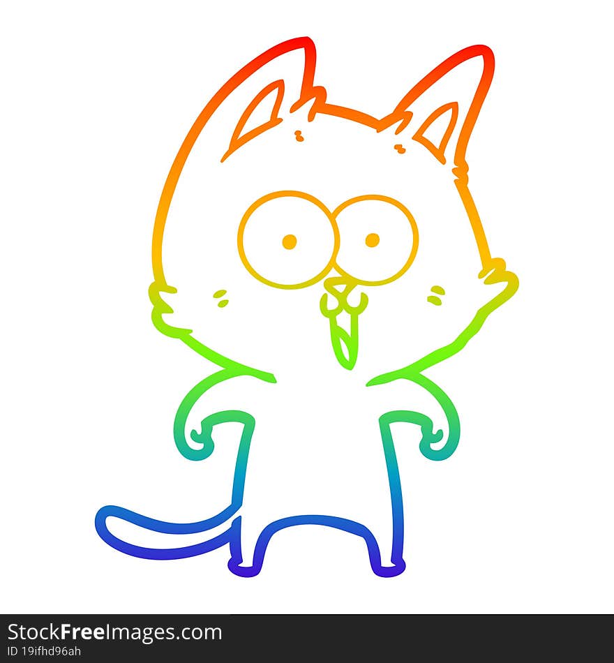 rainbow gradient line drawing funny cartoon cat