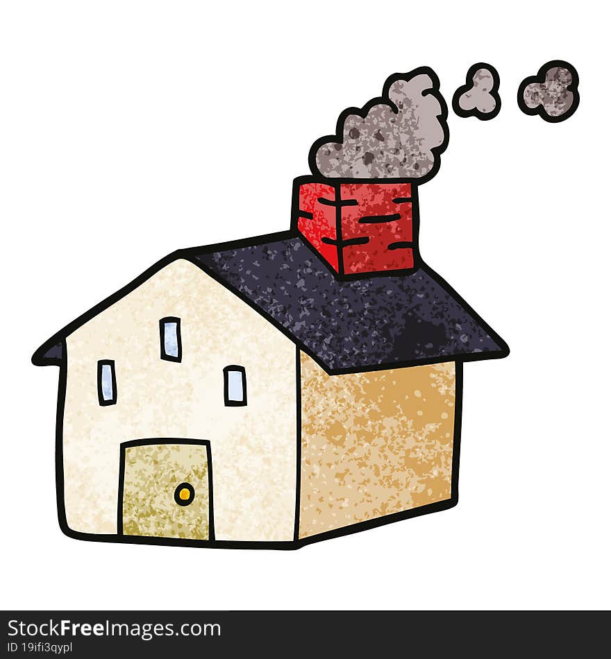 cartoon doodle house with smoking chimney