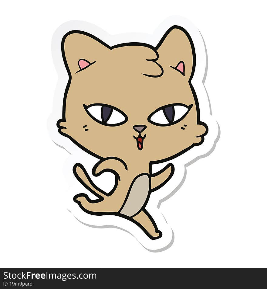 Sticker Of A Cartoon Cat