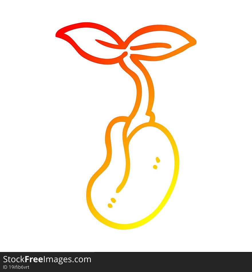 warm gradient line drawing of a cartoon seedling