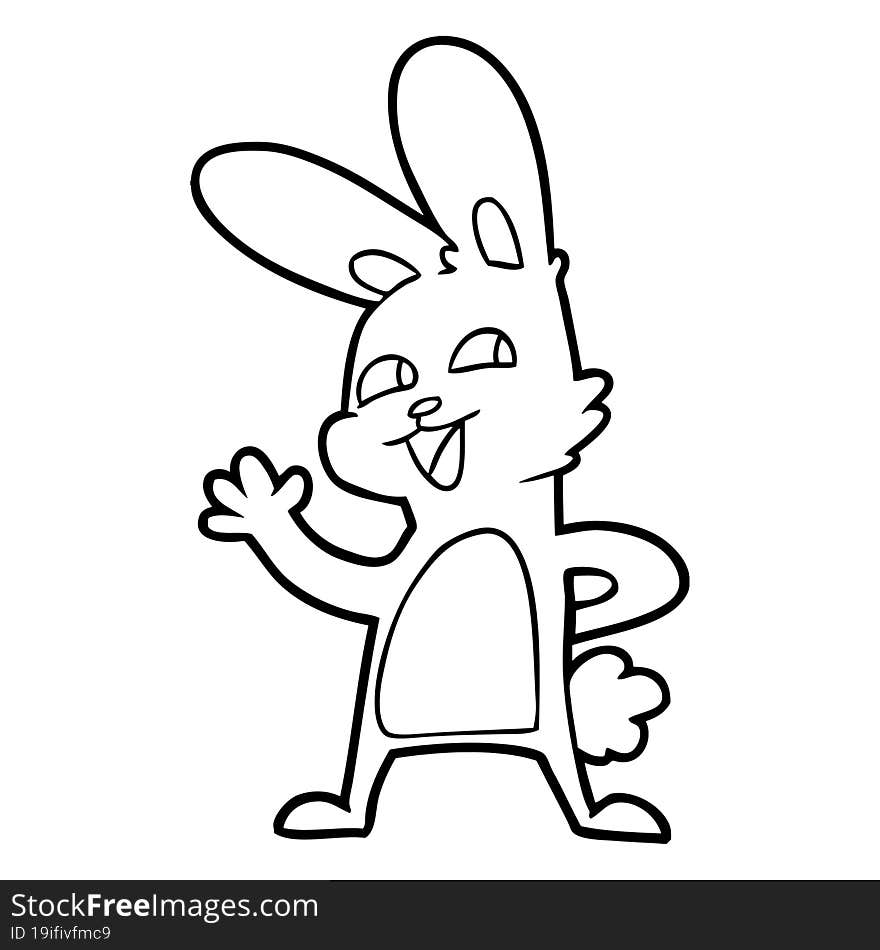 cartoon rabbit waving. cartoon rabbit waving