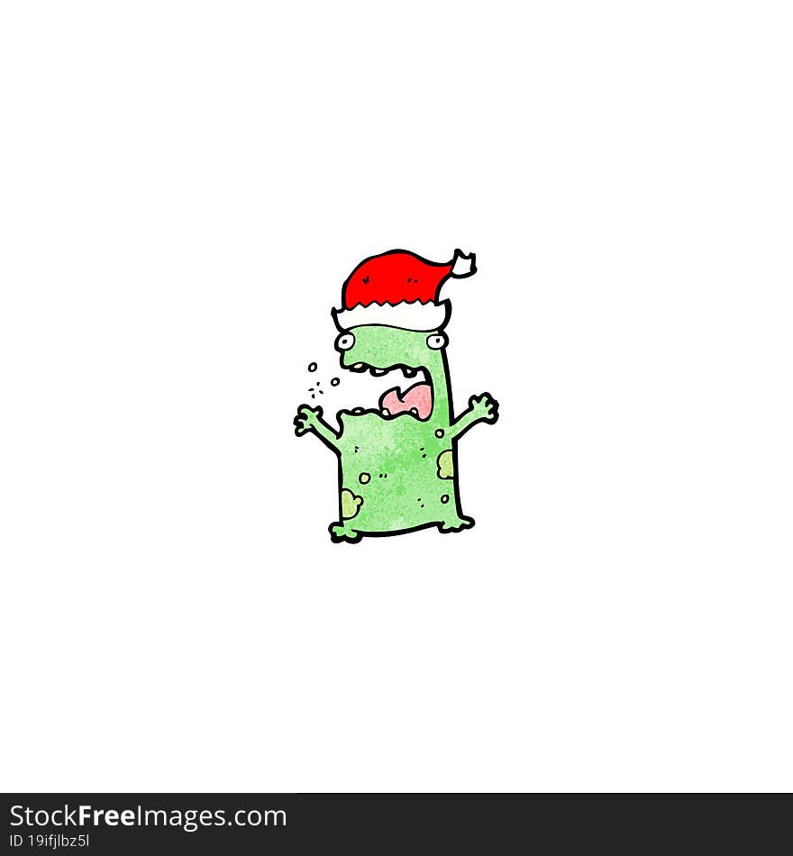 cartoon frog in christmas hat