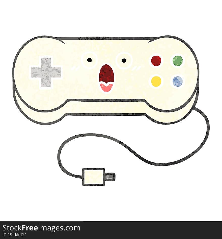 retro illustration style cartoon game controller