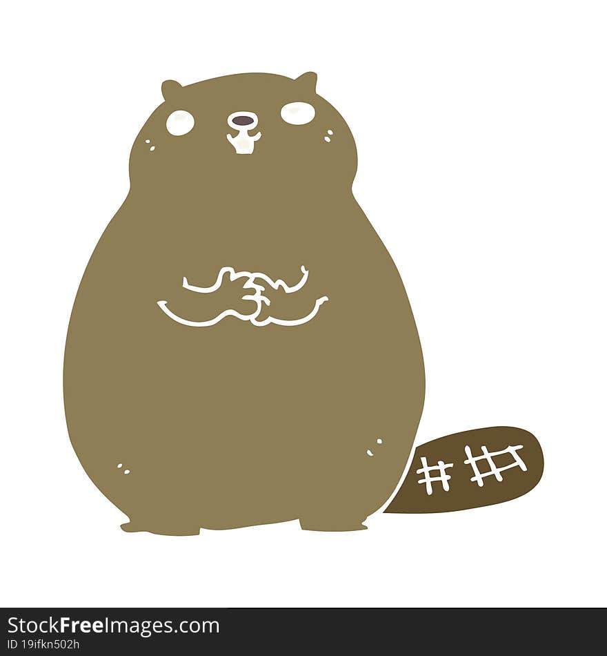 flat color style cartoon beaver