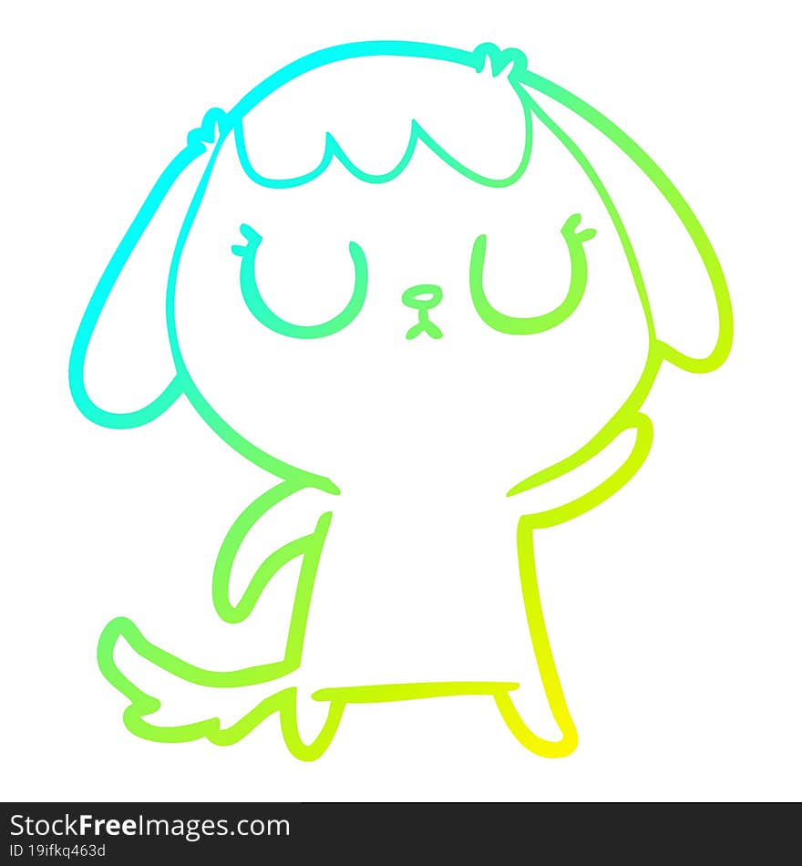 cold gradient line drawing of a cute cartoon dog