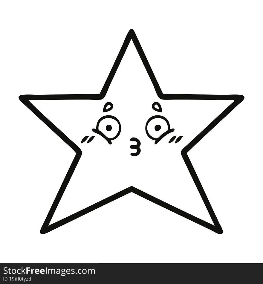 line drawing cartoon gold star