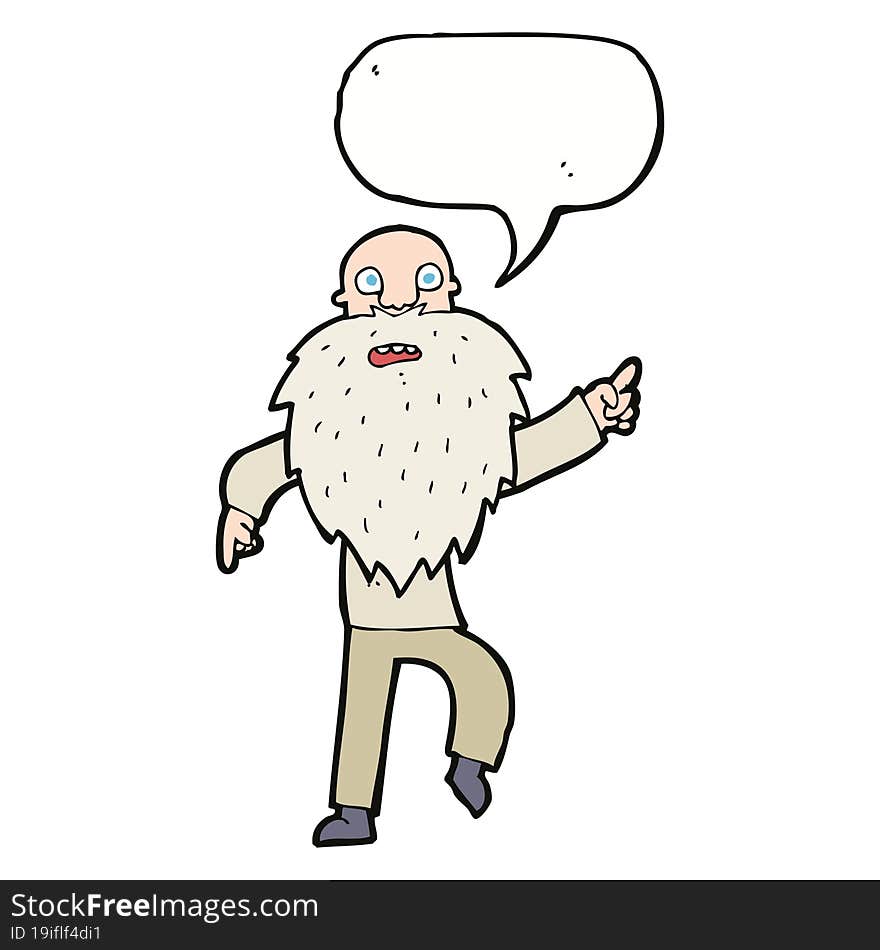 Cartoon Stressed Old Man With Speech Bubble