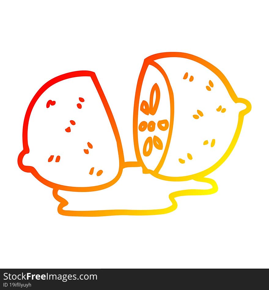 warm gradient line drawing cartoon citrus fruit