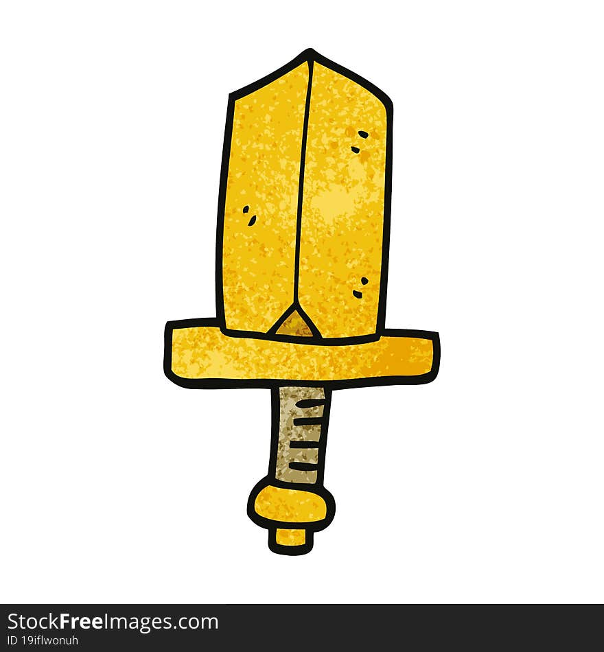 Cartoon Doodle Gold Dagger