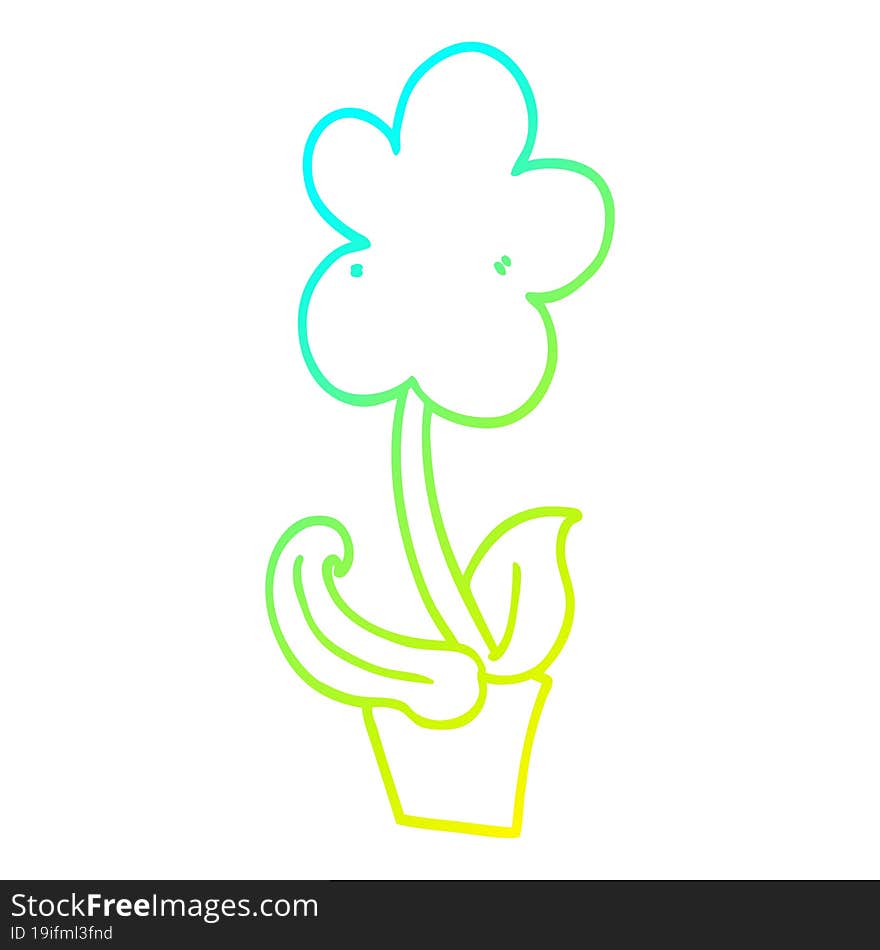 cold gradient line drawing cute cartoon flower