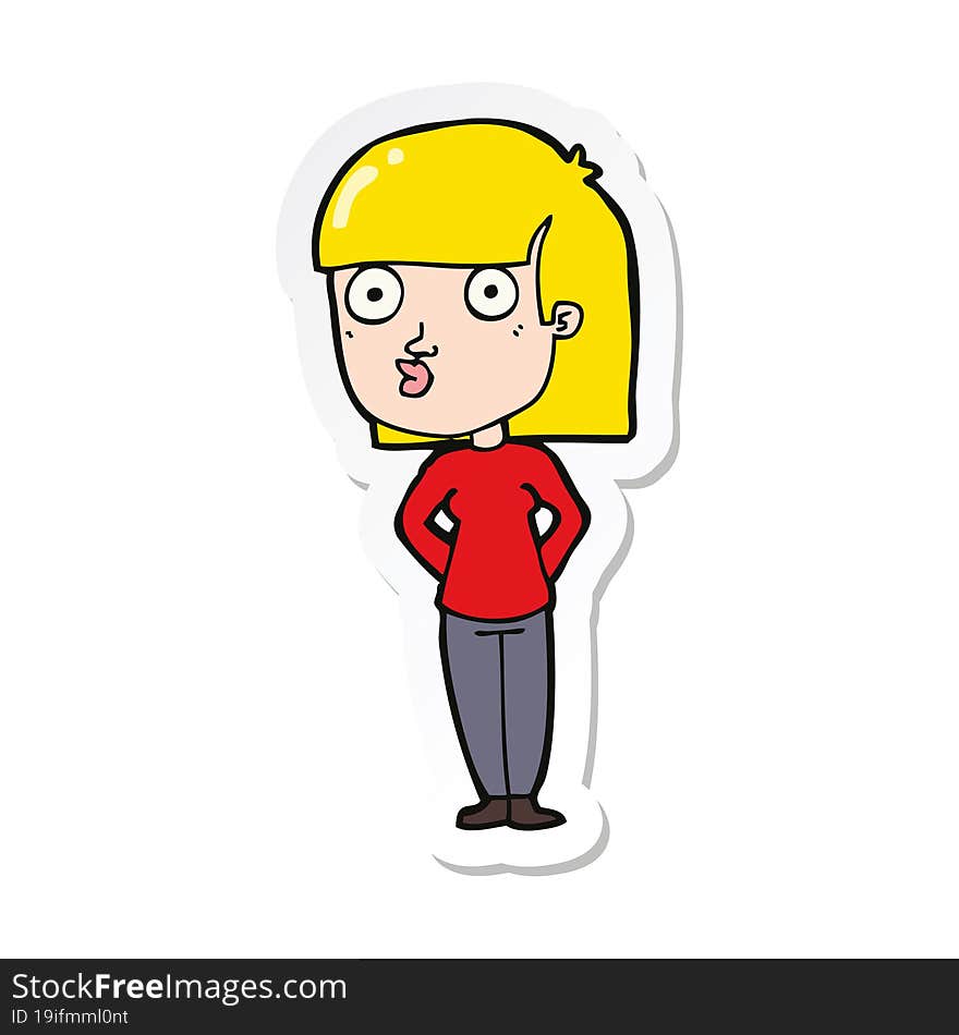 sticker of a cartoon woman staring