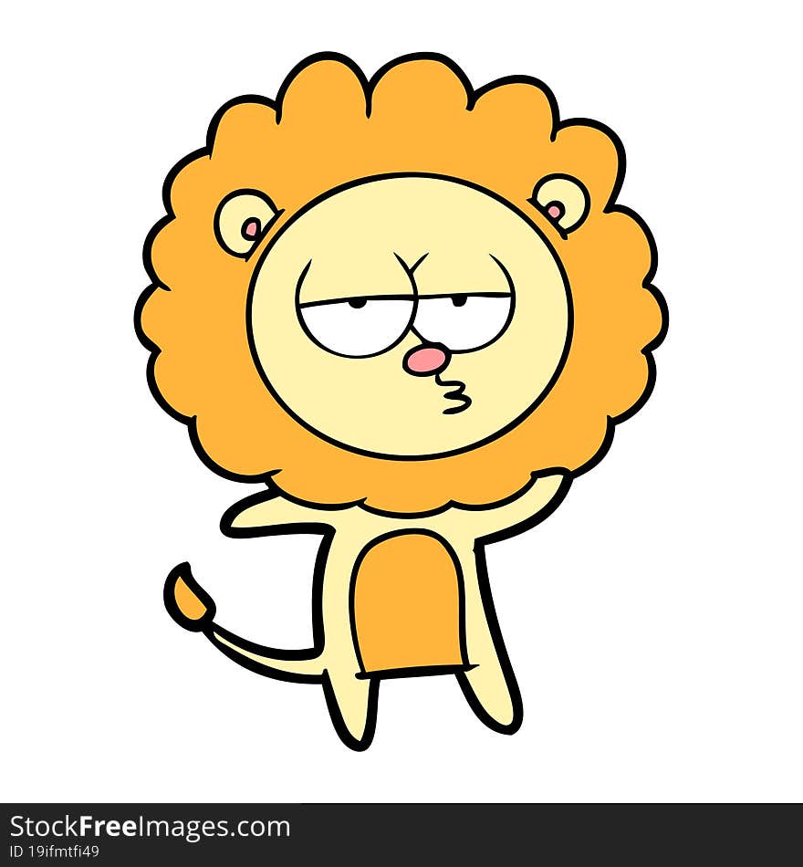 cartoon bored lion. cartoon bored lion