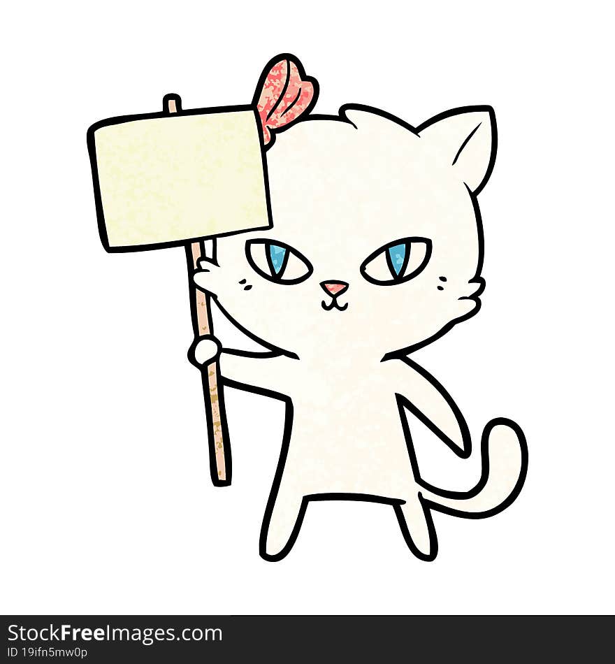 cute cartoon cat with protest sign. cute cartoon cat with protest sign