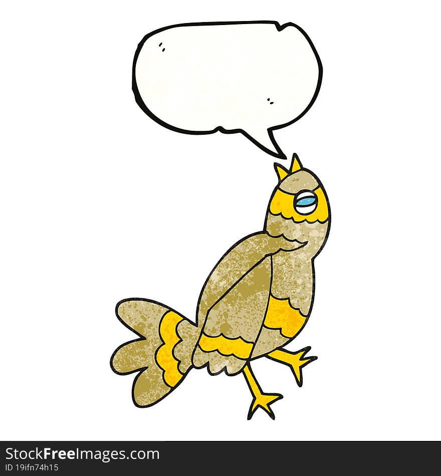 freehand speech bubble textured cartoon bird