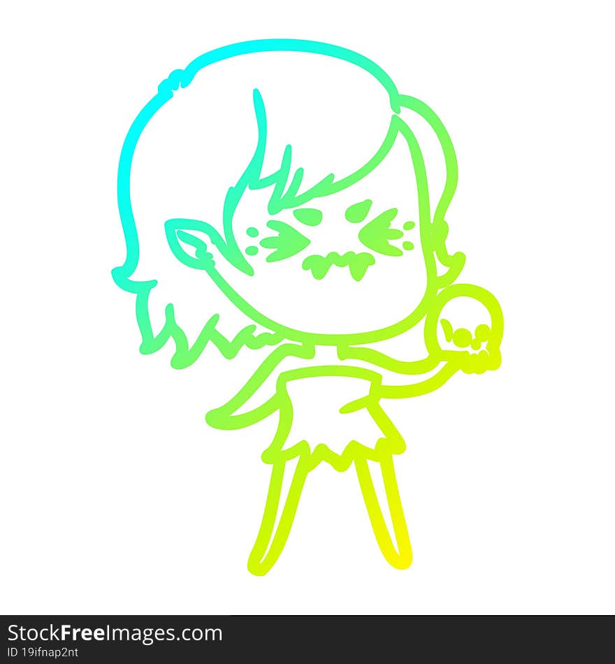 cold gradient line drawing annoyed cartoon vampire girl