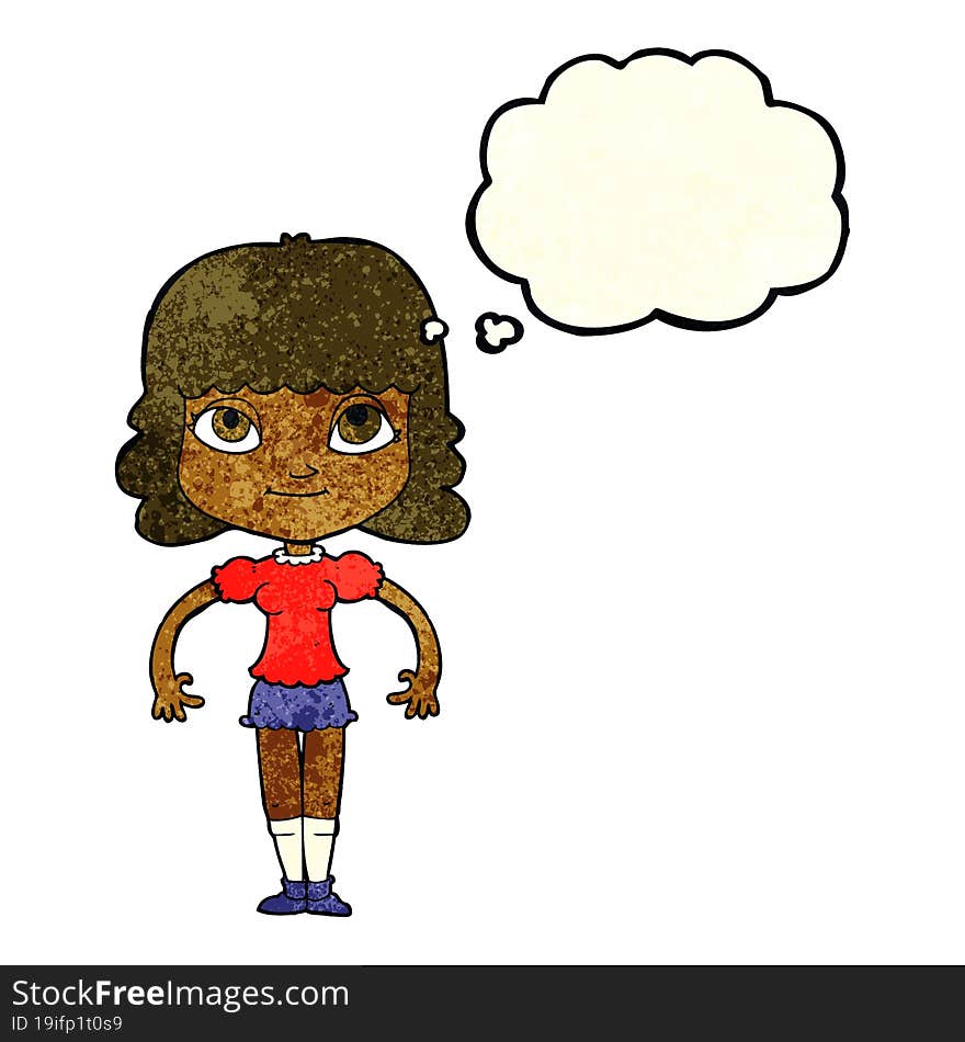 cartoon girl with thought bubble