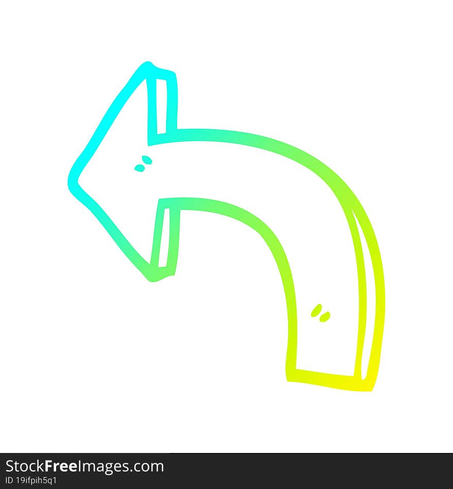 cold gradient line drawing cartoon directing arrow