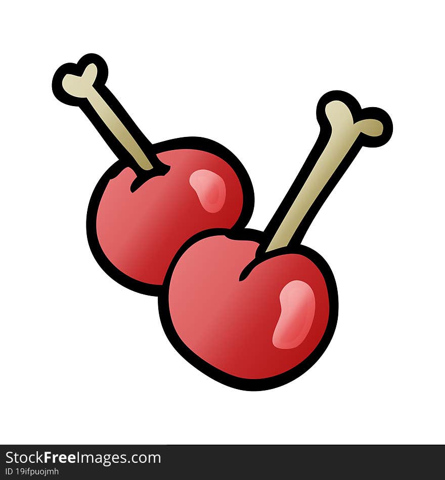 cartoon doodle red cherries