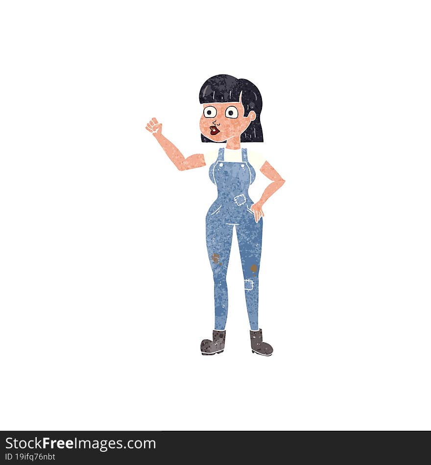 Retro Cartoon Woman Clenching Fist